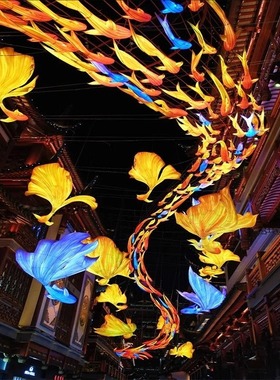 大型节日金鱼花灯中秋节造型摆件一夜鱼龙舞吊挂鱼灯笼鱼美陈定制