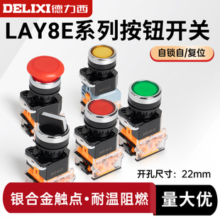 德力西LAY8E(LA38)-11BN按钮开关按压式带自锁启动停止自复位点动