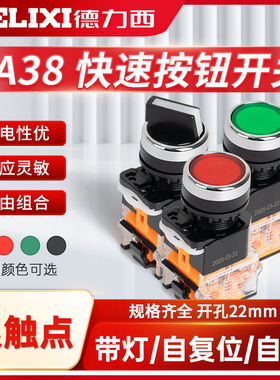 德力西LAY8E-11BN按钮开关按压式LA38带自锁启动停止自复位点动