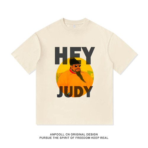 朱棣judy复古印花历史迷短袖T恤衫纯棉上衣服男装宽松女休闲穿搭