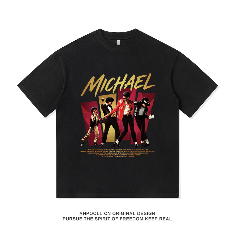 迈克尔杰克逊周边纪念印花纯棉短袖T恤衫上衣服男装宽松休闲电影