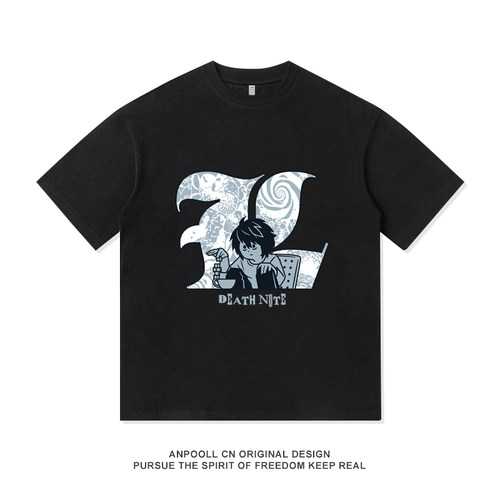 死亡笔记L夜神月动漫周边半袖印花短袖T恤衫衣服纯棉男装休闲宽松