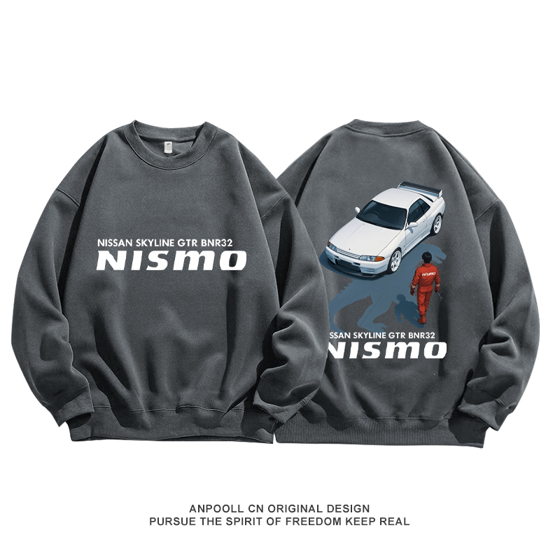 日产尼桑GTR32NISMO改装文化JDM哥斯拉联动纯棉圆领卫衣服男装秋