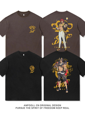 腕豪瑟提劲夫云顶之弈TFT英雄LOL联盟重磅纯棉短袖T恤男装夏原创