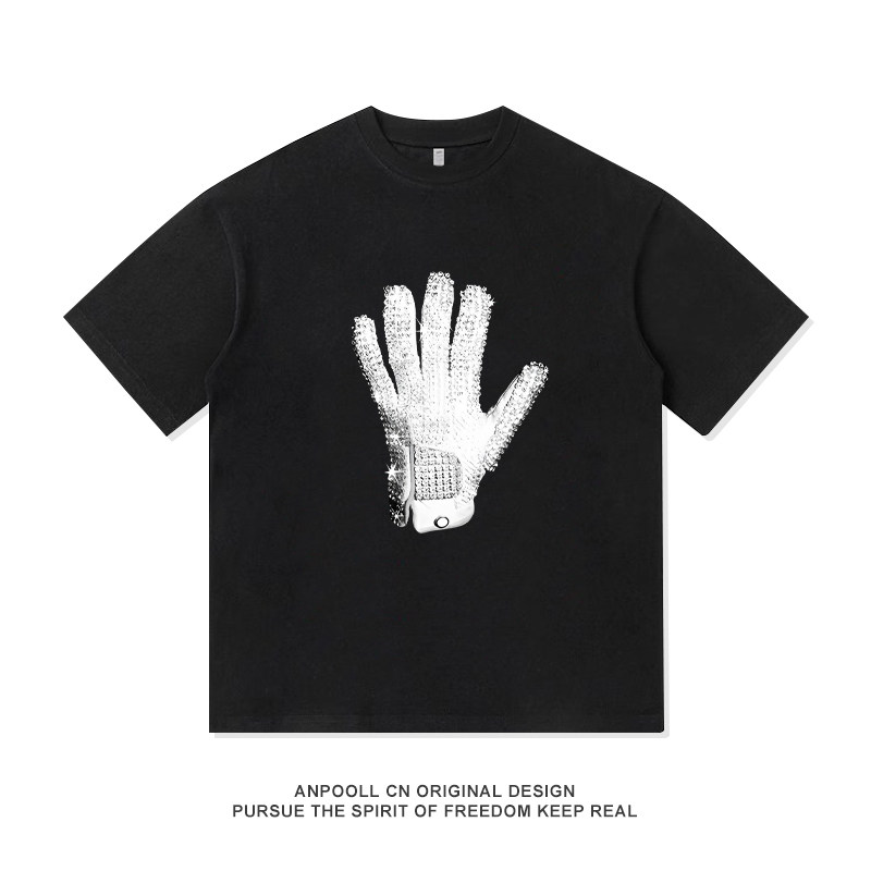 迈克尔杰克逊手套钻石印花纯棉短袖T恤衫纪念上衣服男装休闲电影