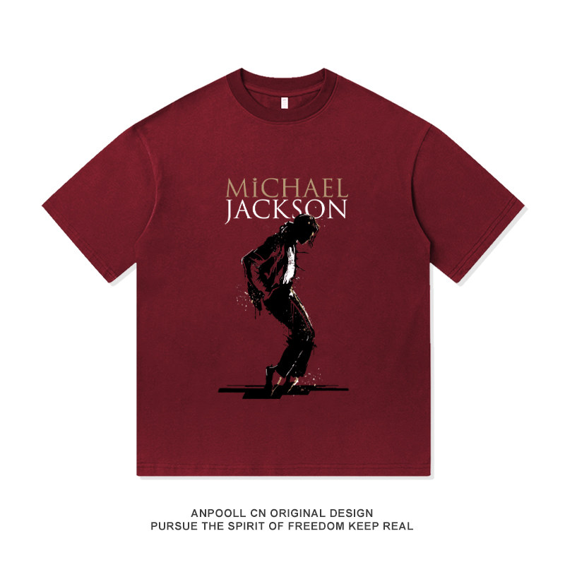 迈克尔杰克逊复古印花电影周边纯棉短袖T恤衫纪念上衣服男装休闲