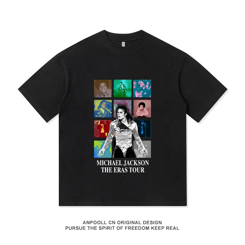 迈克尔杰克逊复古印花天王电影周边纪念纯棉短袖T恤衣服男装休闲