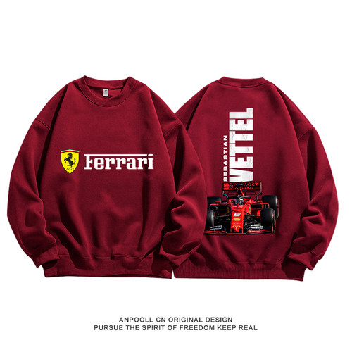 F1法拉利车队比赛车维斯塔潘汉密尔顿纯棉圆领卫衣服男装宽松秋季