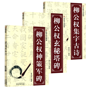 【3册】柳公权书法教程：玄秘塔碑+神策军碑+集字古诗 名家书法教程柳体临摹练习教材基本笔画部首结构笔画中国书法入门教程书籍