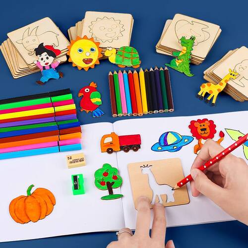 画画套装工具幼儿园小学生初学涂鸦绘画模板男孩女孩儿童益智玩具