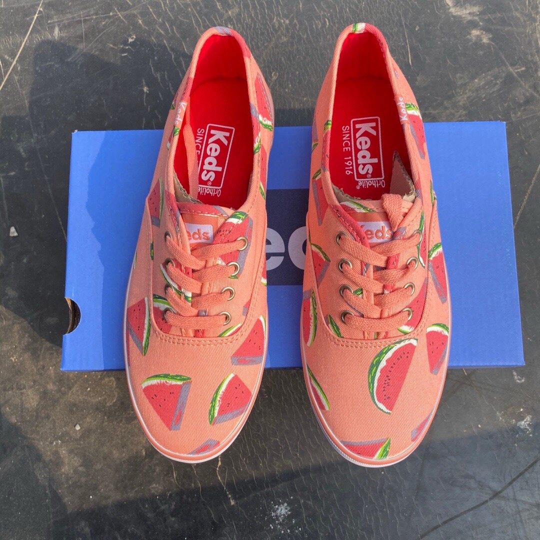 keds西瓜帆布女鞋，特别瘦，外贸夏季