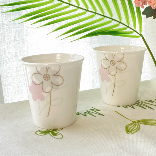 简约仿纸杯骨瓷马克杯家用水杯陶瓷茶杯饮料喝酒杯10个套装可定制