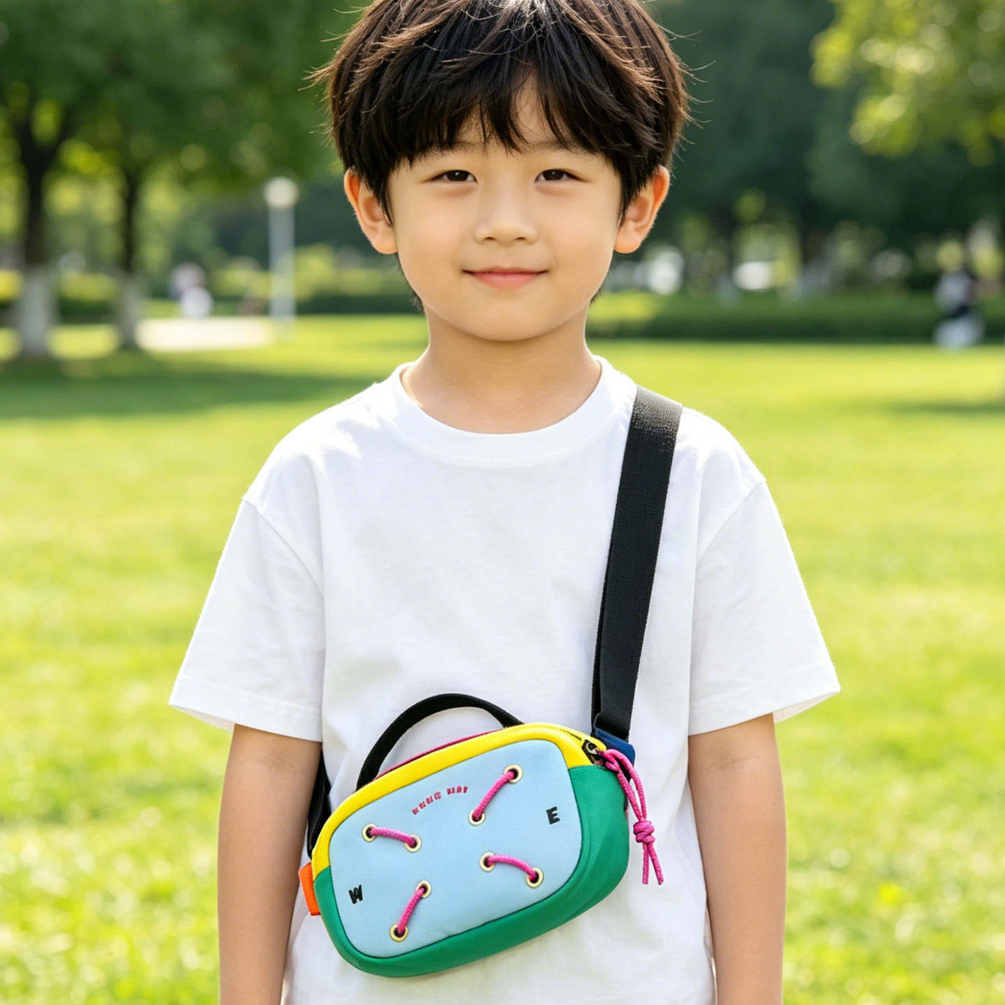儿童斜挎包女孩男童潮酷洋气小包包单肩胸包男孩外出2026新款帅气