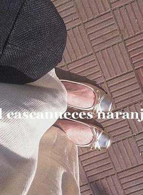 晚晚风  张旅菲huifeng智熏同款鞋 芭蕾舞者复古方头浅口平底单鞋