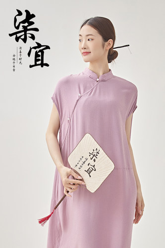 减龄宽松提花旗袍连衣裙轻国风