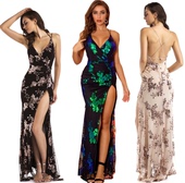 Dresses Dress Long Sexy Sequins Evening Night Cut Dinner Low