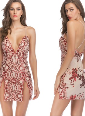 Summer Sexy Sequins Dress Sleeveless Prom Dresses Nightclub