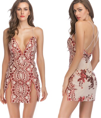 Summer Sexy Sequins Dress Sleeveless Prom Dresses Nightclub