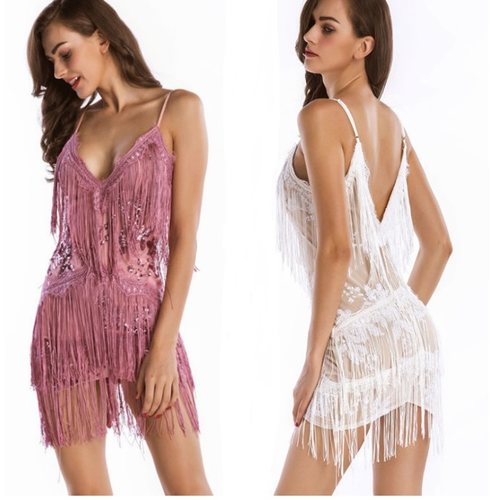 Sexy Lace Gown Short Singlet Dress Sequins Nightclub Dresses