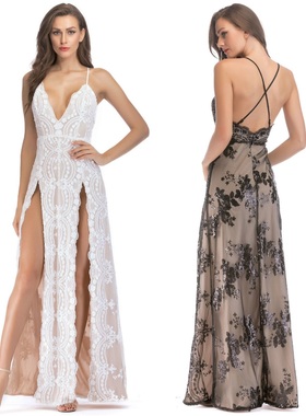 Summer Sexy Long Party Dress Sequins Prom Dresses Clubwear