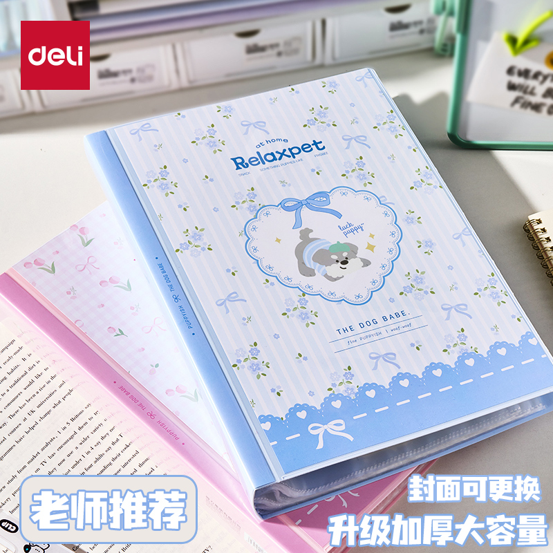 得力PP文件袋试卷收纳袋正反可装