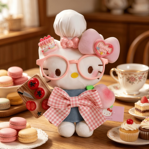 正版HelloKitty番茄厨师毛绒玩偶钥匙扣kt猫礼物女包包挂件装饰