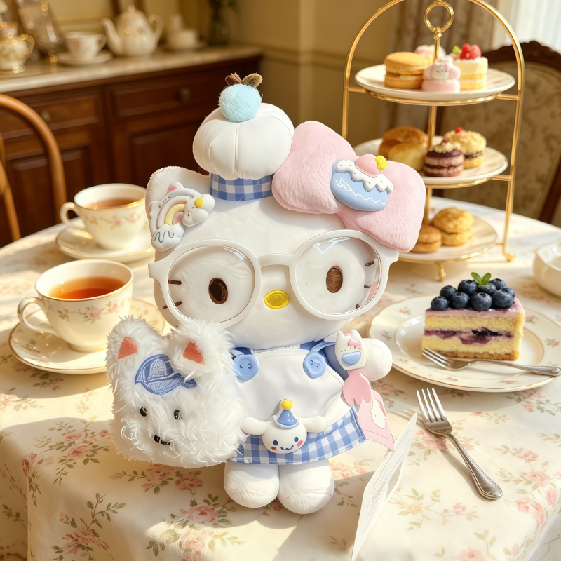 正版HelloKitty甜品小厨kt毛绒玩偶钥匙扣kt猫礼品包包挂件送礼物