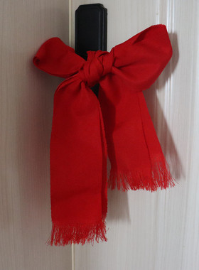 红布条乔迁新居门把手挂件盆栽装饰布搬家入宅仪式用品布置红彩带