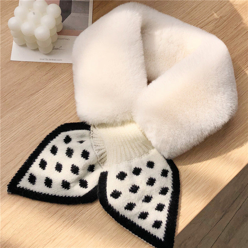 针织毛绒围巾女冬季保暖加厚皮草