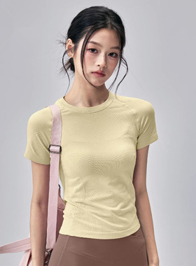 IUIU YOGO夏季瑜伽服弹力短袖速干修身普拉提跑步T恤运动上衣薄款