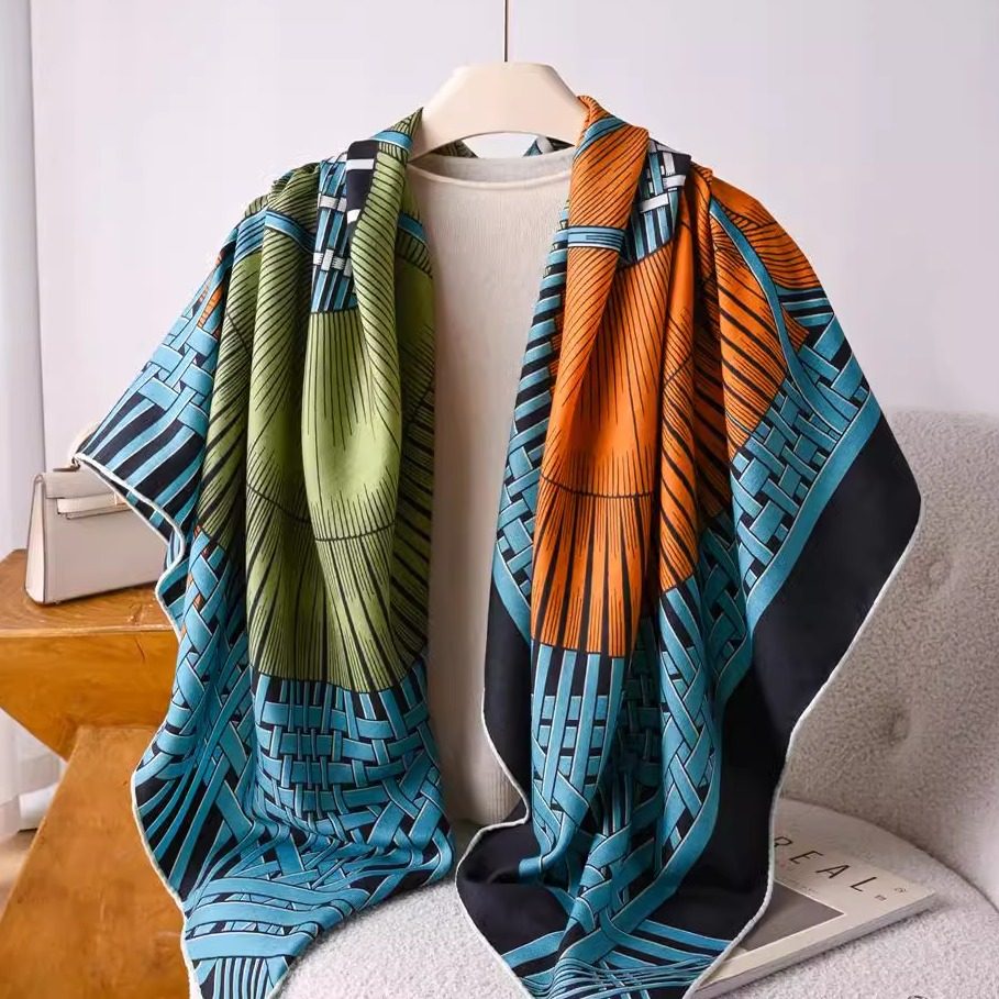 两马织情丝毛大方巾大牌百搭真丝羊毛围巾秋冬季丝绒保暖披肩送礼