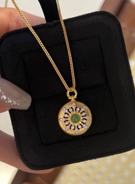 碧玉纯银镀金女手工拉丝项链