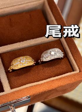 女925银中古盾牌尾戒戒指