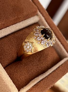 女手工拉丝复古虎眼石戒指