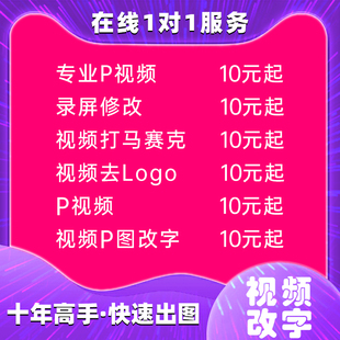 专业视频P图P视频 视频改文字视频打马赛克录屏修改无痕内容修改