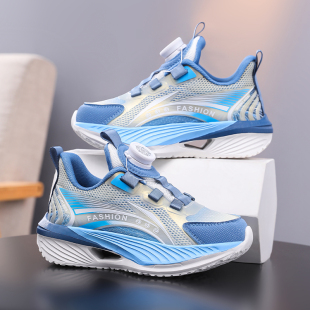 网面透气中大童男孩跑步鞋 男童鞋 新款 春夏季 潮 子旋转扣儿童运动鞋