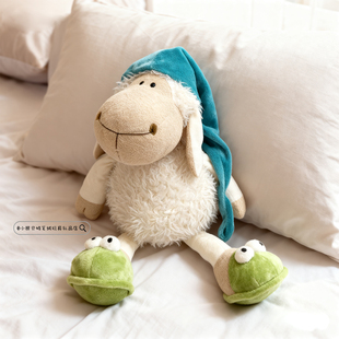 小羊公仔瞌睡羊玩偶睡觉抱床上丑萌布娃娃可爱女孩睡帽羊毛绒玩具