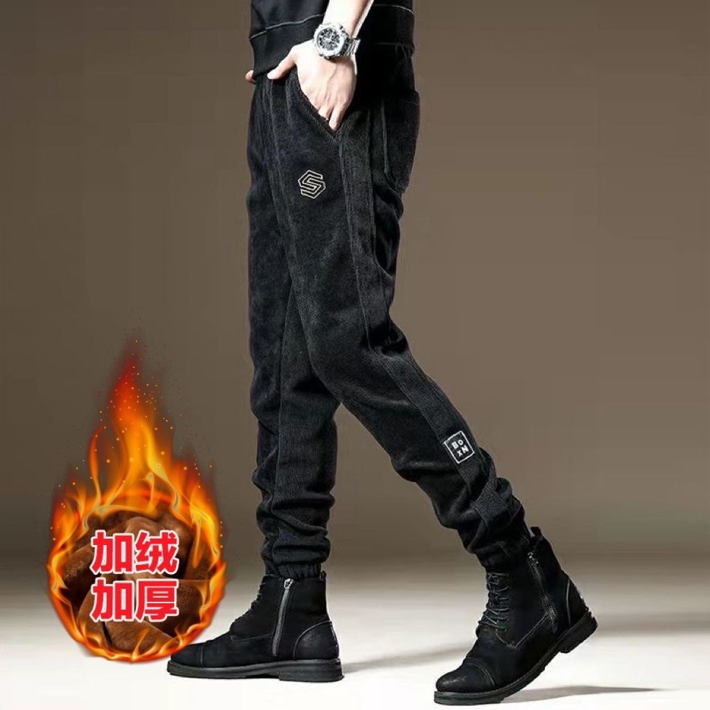 秋冬加绒加厚时尚工装裤男哈伦潮牌宽松束脚休闲裤男士大码运动裤,男装,休闲裤,淘宝优惠券,粉丝福利购,淘宝优惠卷