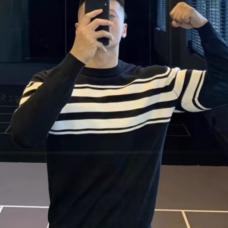 男士新款休闲长袖加厚时尚2025打底春秋季毛衣圆领百搭上衣针织衫