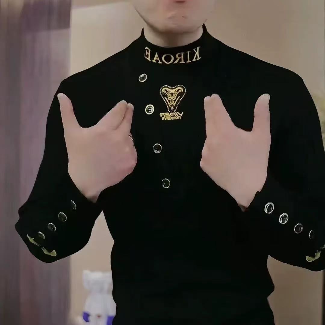 时尚百搭圆领上衣2025春秋季新款个性气质潮牌修身长袖打底衫上衣