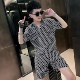 韩版 两件套衣服男装 时尚 男士 夏季 短裤 套装 潮流帅气短袖 社会一整套