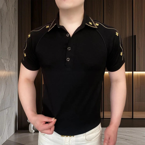 夏季Polo衫男士简约设计感潮流翻领百搭潮流韩版休闲商务修身帅气
