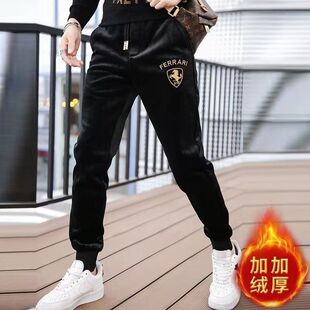 欧洲站2026春秋冬季潮牌金丝绒裤子潮流加绒加厚休闲裤男灯芯绒裤