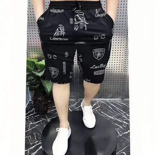 欧洲站夏季冰丝男士短裤外穿五分裤运动休闲中裤时尚沙滩七分男裤