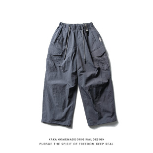 户外宽松阔腿情侣休闲裤 男夏季 25SS日系潮牌多口袋抽绳速干伞兵裤