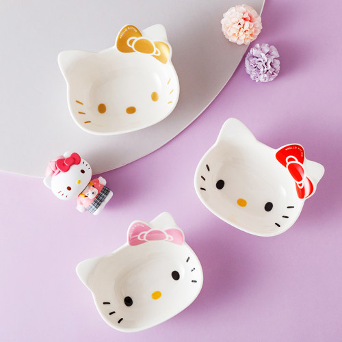 hellokitty凯蒂猫造型碗小号饭碗陶瓷卡通酱料碟家用餐具蒸蛋碗