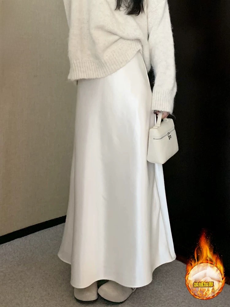 法式简约垂感加绒醋酸过膝半裙女名媛贵气小姐姐气质鱼尾裙秋冬女,女装/女士精品,半身裙,淘宝优惠券,粉丝福利购,淘宝优惠卷