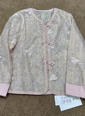 26032春季新款新中式国风重工刺绣提花圆领盘扣外套上衣