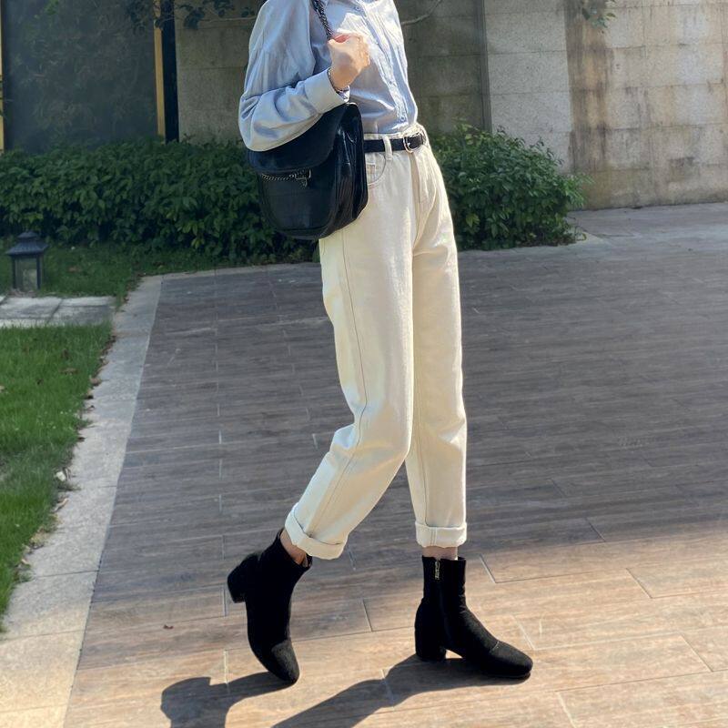 白色百搭哈伦牛仔裤女装韩版潮流