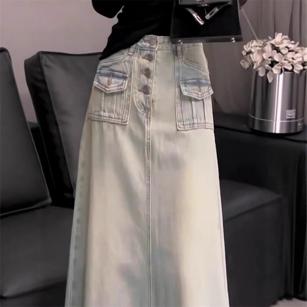 牛仔半身裙女春秋2025新款胖mm排